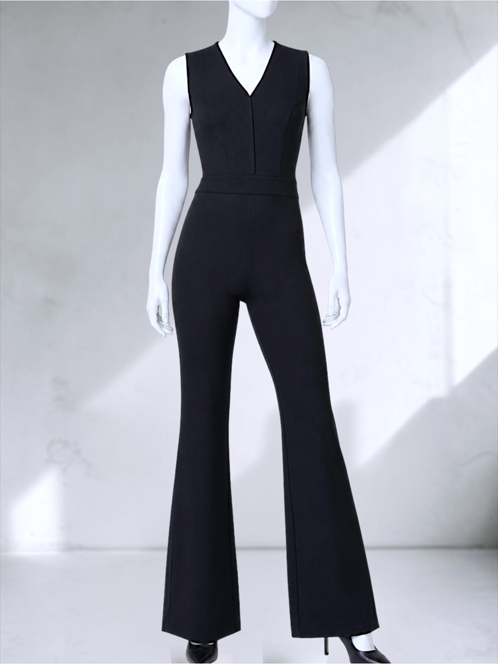 SPANX Black Sleeveless Flare Ponte Jumpsuit – Size L - Picture 11 of 14